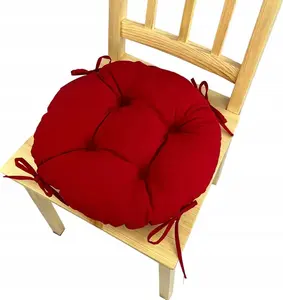 Подушка на стул, круглая подушка на стул, подушка на сиденье, красная, 35x8 см, подушка для стульев в помещении и садовой мебели, садовая подушка Pracownia Artystyczna Klasyk