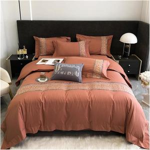 YIZUFU Комплект постельного белья серый с вышивкой, хлопок 1000tc