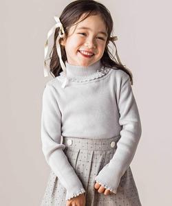 Мягкий хлопковый свитер с высоким воротником и ленточкой (80-140 см)