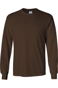 Gildan Мужская однотонная футболка с круглым вырезом и длинными рукавами из ультрахлопка, цвет dark chocolate