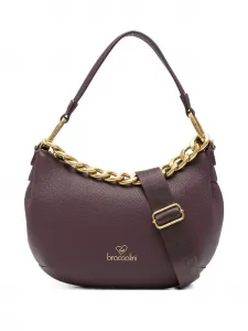 Кожаная сумка на плечо с цепочным декором Braccialini, фиолетовый