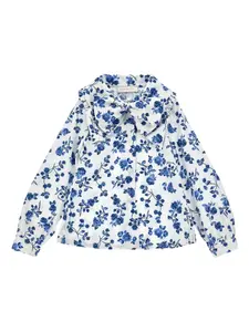 Рубашка с цветочным принтом Monnalisa, синий