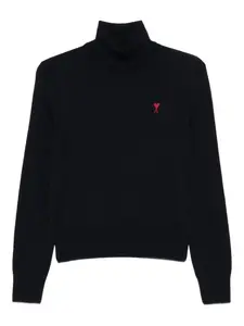 Свитер с высоким воротником и монограммой Ami De Coeur Ami Paris, синий