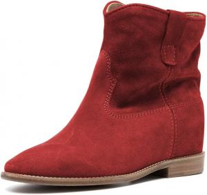 Женские ботинки YDN с круглым носком, скрытым каблуком, короткие, замшевые, на плоской подошве, удобные для повседневной носки, путешествий и учебы, размер 4-15, Red