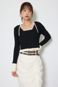 Вязаный кардиган с баской и топом Rienda, цвет Black