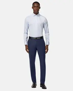 Брюки мужские костюмные "пастуший глаз" из чистой шерсти Boggi Milano, синий