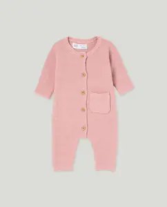 Длинный гладкий трикотажный комбинезон для девочки Baby El Corte Inglés, розовый