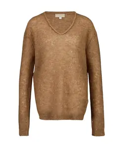 Прозрачный топ с V-образным вырезом 120% Lino, коричневый