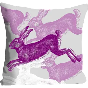 Подушка для декора Manolis с прыгающими кроликами Queence, Lila + bedruckt