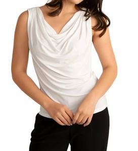 Топ с воротником-хомутиком белого цвета Frank Lyman