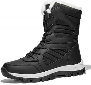 Женские водонепроницаемые зимние снегоходные сапоги высокие, легкие, теплые, с утеплителем, комфортные, с нескользящей подошвой, на платформе, средней высоты, для холодной погоды на улице OEWHNGD, Black