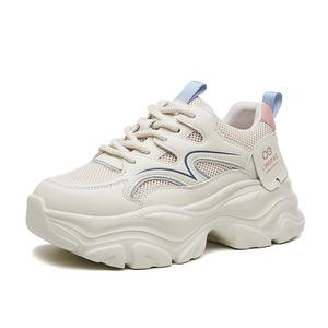 Защитная поддержка, износостойкие, дышащие, нескользящие, низкие, массивные кроссовки для женщин SENJIALUO, Beige Blue