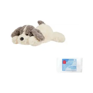 Очаровательные щенки плюшевая кукла 18 см высотой MINISO, Paw Pose Collection-Trumpets Soft Puffy Puppy (серый)+Face Cleaning Towel