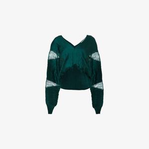 Топ Leem с кружевными вставками, зеленый