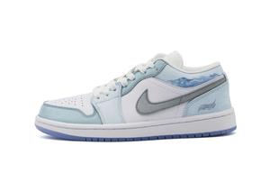 Jordan Air 1 устойчивые к истиранию низкие баскетбольные кроссовки Unisex Blue White
