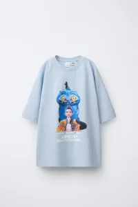 Футболка с принтом kpop demon hunters netflix © Zara, светло-голубой