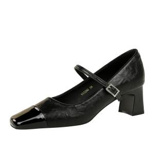 Туфли Мэри Джейн на массивном каблуке для женщин Bamiti, Black