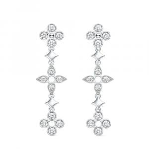 Серьги Dentelle One Row, белое золото и бриллианты Louis Vuitton, серебряный
