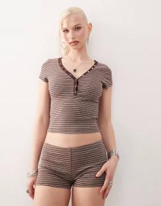 Детская футболка Motel Yolla в полоску, коричневая