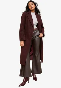 Классическое пальто средней длины с запахом, поясом и текстурой букле, прямого кроя. Friends Like These, Burgundy Red