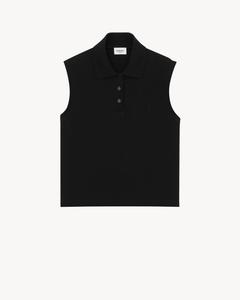 Поло CASSANDRE из пике Saint Laurent, черный