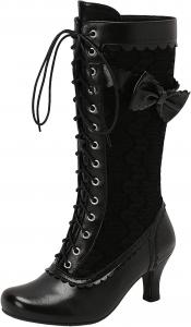 Викторианские ботинки женские на шнуровке/молнии, ботильоны до щиколотки, ведьмовские ренессансные туфли, ботинки на каблуке, пиратские кожаные короткие ботильоны Generic, #018