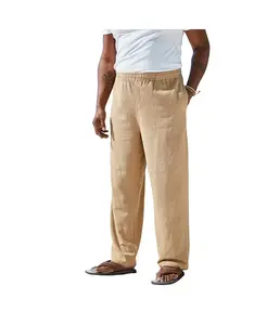 Широкие брюки из хлопкового газу с эластичной резинкой на талии Big & Tall KingSize, коричневый/бежевый