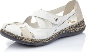 Женские кроссовки Rieker N42K6 Nikita Slip-On - легкие прогулочные кроссовки с лазерной перфорацией и эластичной шнуровкой - стильные и гибкие для комфорта на весь день, White Grey 80 Cm