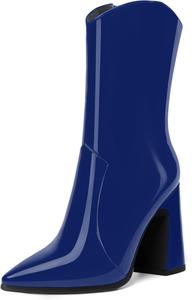 Женские ультрамодные ботильоны MODENCOCO на высоком каблуке с острым носком, молнией снаружи, стильные для путешествий, каблук 4 дюйма, Royal Blue