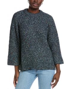 Осенний кашемировый свитер с рукавом 3/4 из смесовой альпаки Autumn Cashmere, синий