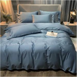 UOIO Комплект постельного белья из натурального хлопка бело-серого цвета с завязками-пуговицами