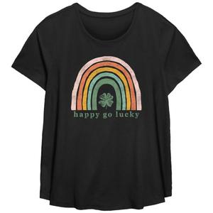 Футболка с принтом «Happy Go Luck» больших размеров Unbranded, черный