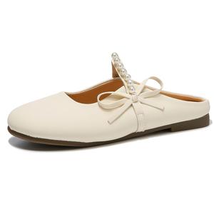 Женские тапочки с резиновой подошвой, бесшумные, устойчивые к запаху, с закрытым носком Komanic, бежевый