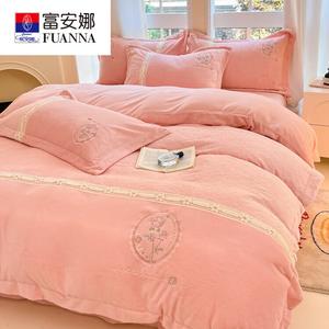 FUANNA Комплект постельного белья, 4 предмета, 180 см, для матраса 200x230 см, розы, розовый