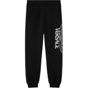Брюки с логотипом и эластичной резинкой на поясе VERSACE, черный