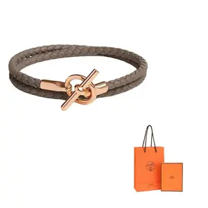 HERMES Браслеты из телячьей кожи женские gray pink
