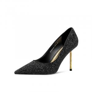 Тонкий каблук Высокие каблуки 7 см Женские черные JOOC, Классический черный [Высота каблука 7 см]