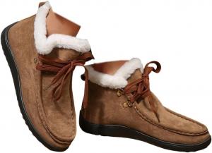 Женские зимние пушистые снежные сапоги SACFOF, замшевые, с меховой подкладкой, противоскользящие, на щиколотку, теплые уличные плюшевые ботинки на шнуровке, Brown