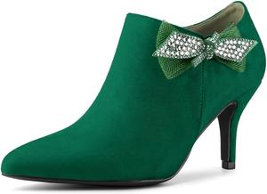 Женские ботильоны Allegra K с заостренным носком, бантом и каблуком-стилет, Emerald Green
