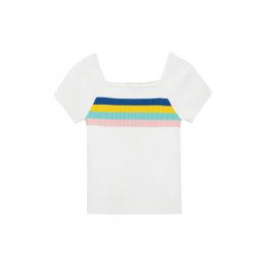 Детская футболка Truce в белую полоску, 100% хлопок, ребристая, квадратный вырез, стиль преппи, JDM913, белый