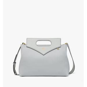 Мягкая сумка-тоут из тисненой кожи с эффектом алмаза MCM, серый