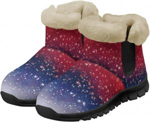 Женские зимние сапоги Jeiento с флагом Америки, противоскользящие, Blue Red Stars