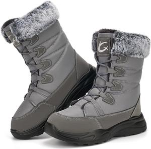 Зимние женские ботинки: удобные теплые ботинки с меховой подкладкой, противоскользящие, до середины голени для прогулок Larwen, Grey