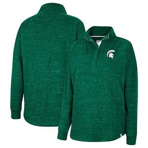 Женский зеленый топ Michigan State Spartans Natalie speckled quarter-snap Colosseum