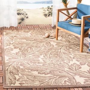 Ковер SAFAVIEH, 161 x 232 см, Washable Outdoor Courtyard Collection - , Natural & Chocolate, без линьки и легкий в уходе, идеален для патио, заднего двора, прихожей (CY2996-3401)