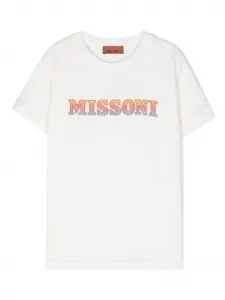 Футболка с пайетками и логотипом Missoni Kids, белый