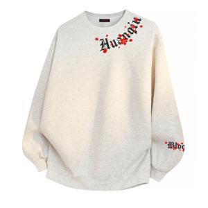 Свитшот Unisex Crew Neck Moderate Regular HUANQIU, белый heather серый (heavyweight thickened and fleece-lined)