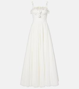 Длинное платье из хлопка с оборками Giambattista Valli, Optical White