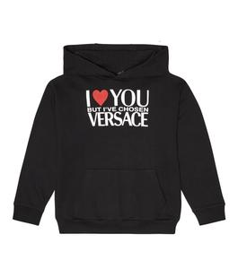 Худи из хлопкового джерси с принтом Versace, черный