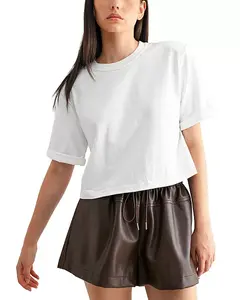 Топ с круглым вырезом и подплечниками Luvee, белый